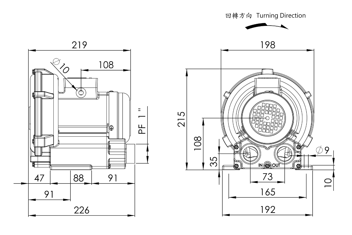 環形高壓 鼓風機 LG-106    1/6HP  3Φ