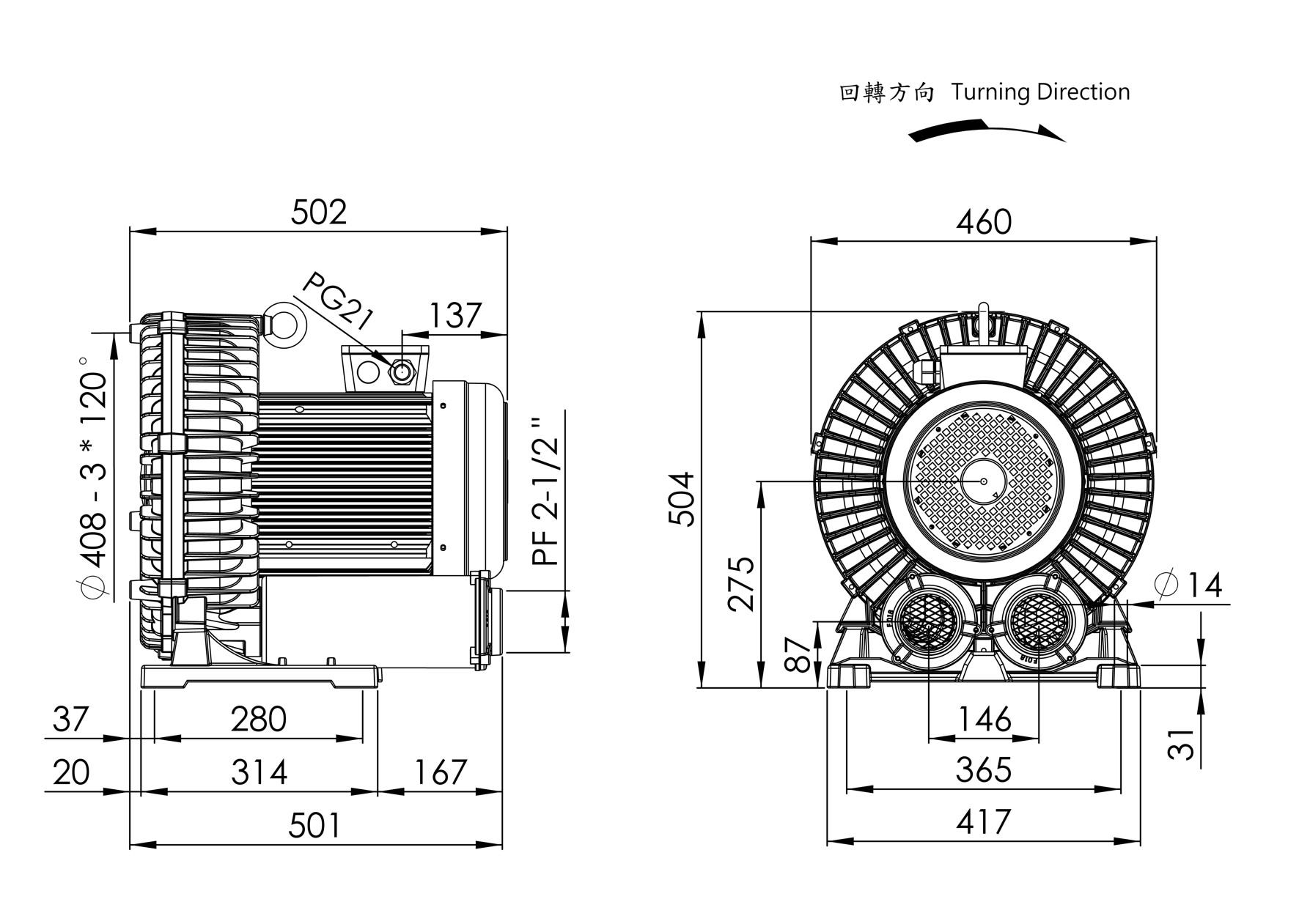 環形鼓風機 LG-8068    7.5HP  3Φ