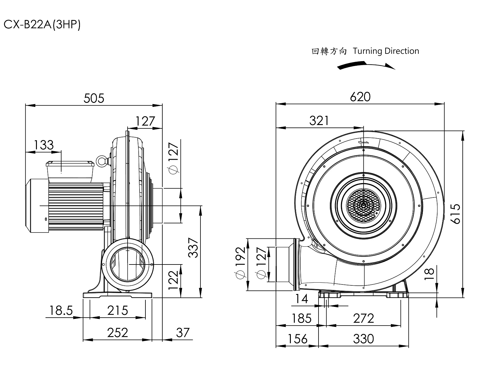 Turbo Blower   CX-B22A    3HP   1Φ