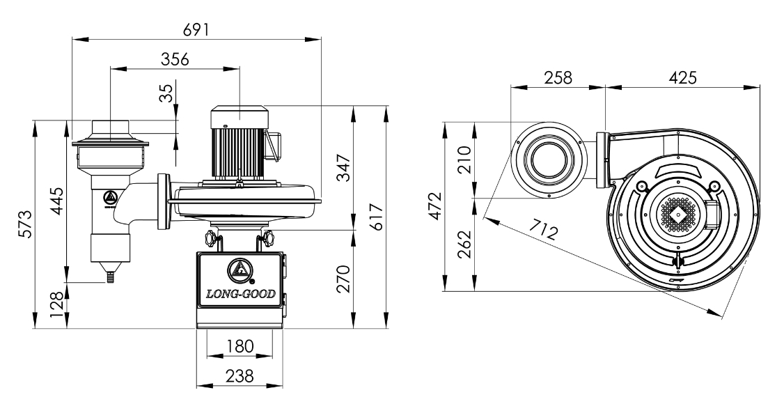 Oil Mist Collector  LG-250A-D    1HP   3Φ   Vertical  