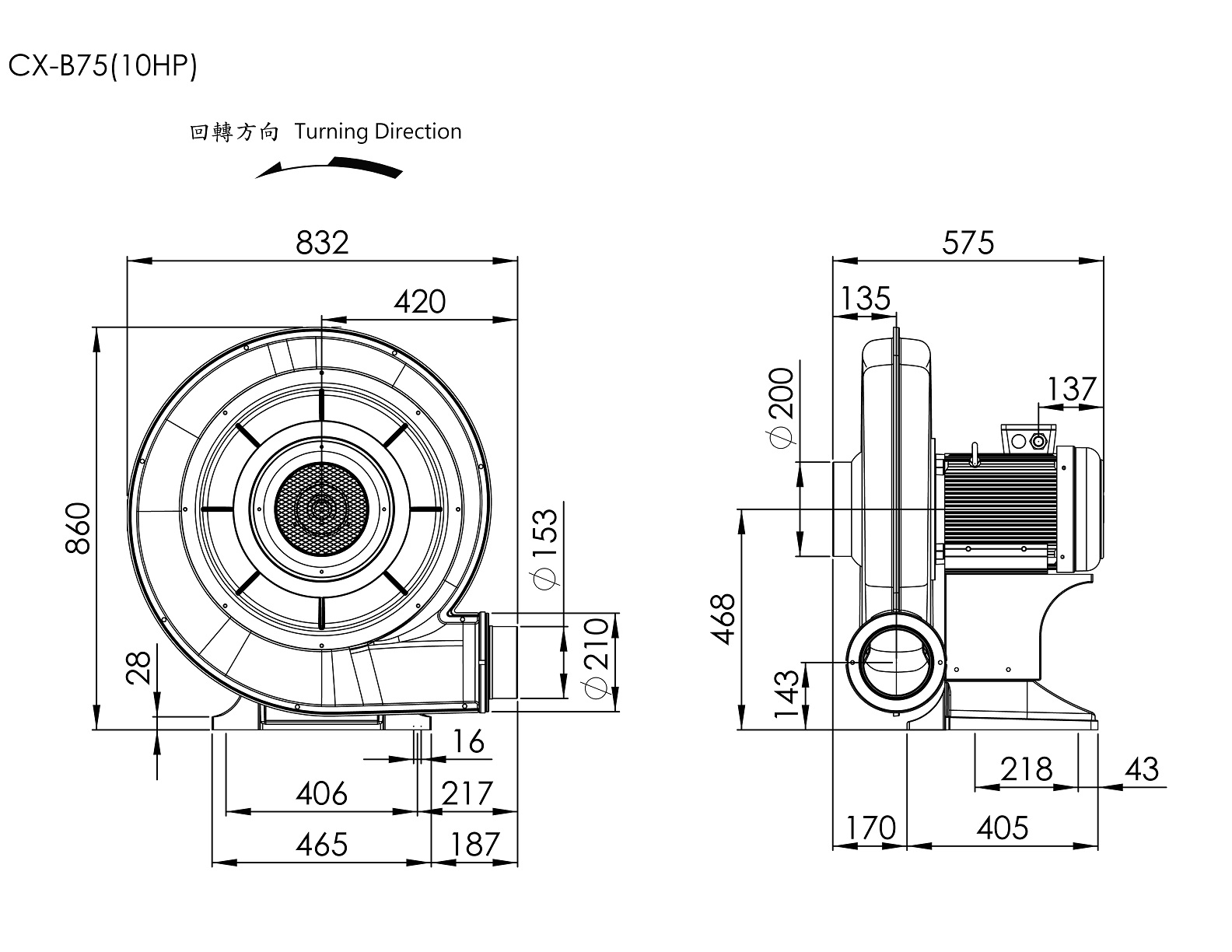 Turbo Blower   CX-B75    10HP   3Φ