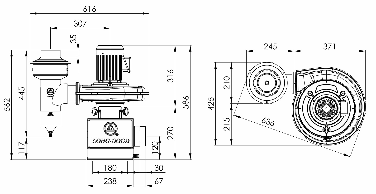 Oil Mist Collector  LG-200B-D    1/2HP   3Φ  Horizontal