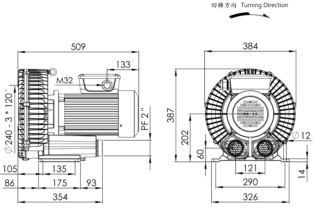 Ring Blower    LG-7068A-DL   5HP  1Φ