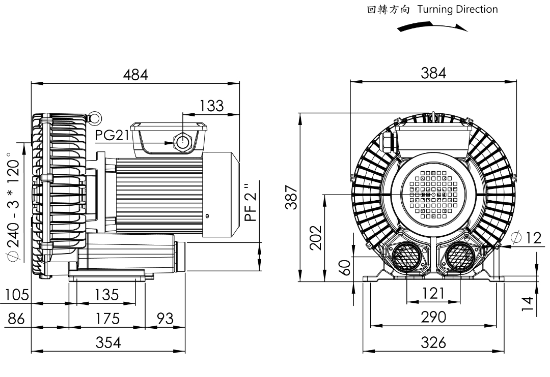 Ring Blower    LG-6068A-DL    3HP  1Φ