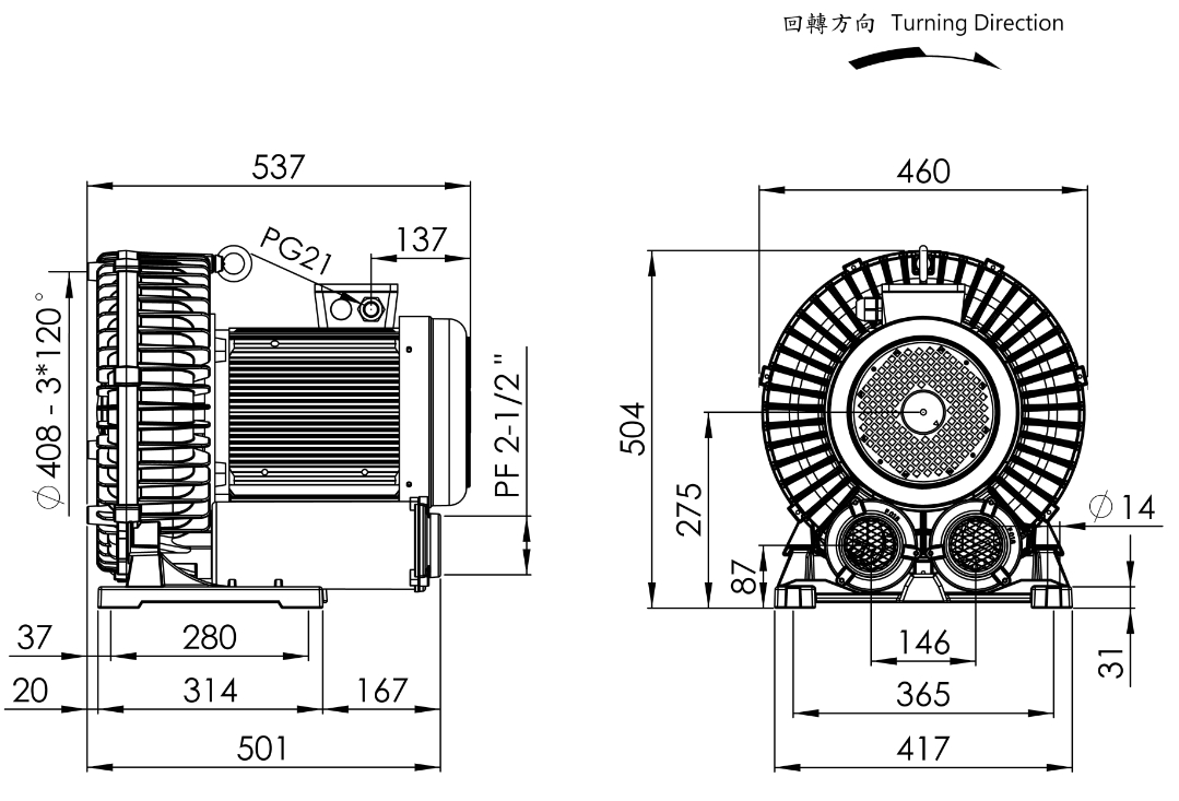 環形鼓風機 LG-8068-DL    7.5HP  3Φ