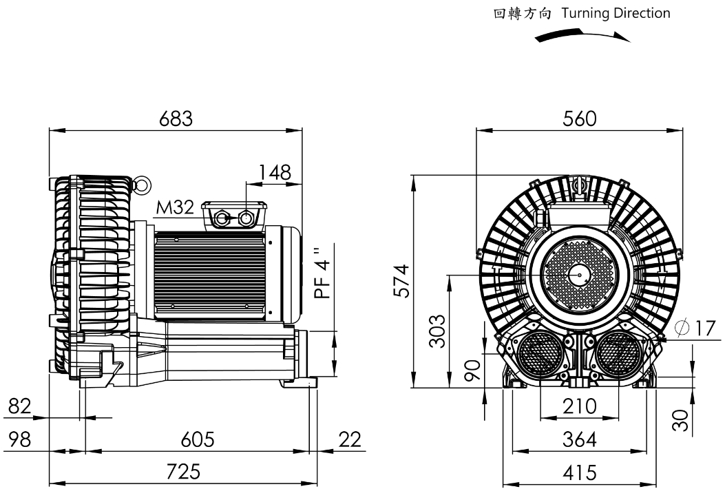 Ring Blower    LG-1506-DL    15HP  3Φ